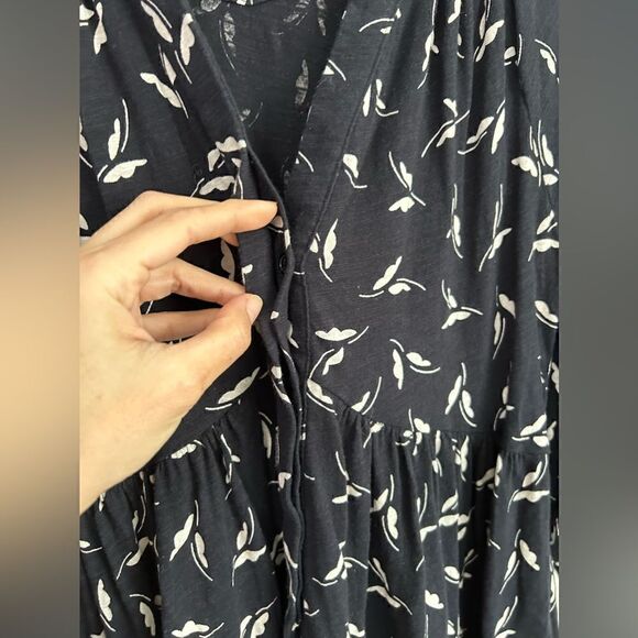 Anthropologie Maeve Long Sleeve Black and Cream Buttons Blouse - Picture 4 of 7